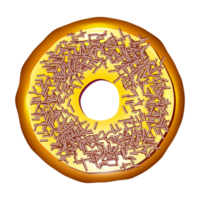 Realistic donut cake icon. Doughnut desserts with chocolate cream icing and sprinkles. png