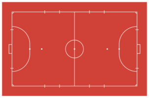 zaalvoetbal rechtbank of binnen- voetbal veld- lay-out voor illustratie, pictogram, infografisch, achtergrond of voor grafisch ontwerp element. formaat PNG
