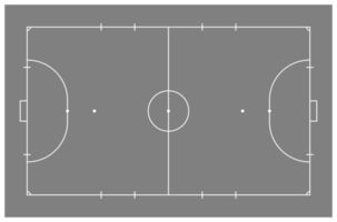 zaalvoetbal rechtbank of binnen- voetbal veld- lay-out voor illustratie, pictogram, infografisch, achtergrond of voor grafisch ontwerp element. formaat PNG