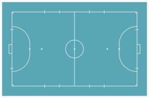 futsal quadra ou interior futebol campo disposição para ilustração, pictograma, infográfico, fundo ou para gráfico Projeto elemento. formato png