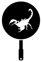 scorpione su il padella silhouette per bizzarro o estremo o esotico cibo, tradizionale cibo nel asiatico nazione, culinario cartello per icona simbolo, app, pittogramma, logo, sito web, o grafico design elemento. png