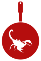 Scorpion on the Pan Silhouette for Bizarre or Extreme or Exotic Food, Traditional Food in Asian Country, Culinary Sign for Icon Symbol, Apps, Pictogram, Logo, Website, or Graphic Design Element. PNG