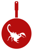 Scorpion on the Pan Silhouette for Bizarre or Extreme or Exotic Food, Traditional Food in Asian Country, Culinary Sign for Icon Symbol, Apps, Pictogram, Logo, Website, or Graphic Design Element. PNG