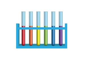 Multicolored lab 3D test tubes flask glassware for test  in chemistry laboratory vector