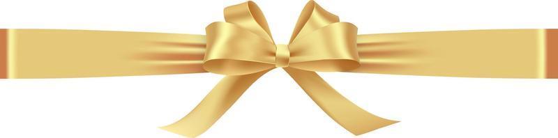 Golden Bow, Isolated On transparent Background, Vector Illustration of gold ribbon. Realistic yellow ribbon