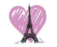 Eiffel tower hand drawn illustrations vector