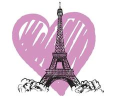 Eiffel tower hand drawn illustrations vector