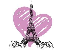 Eiffel tower hand drawn illustrations vector