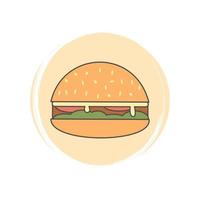 Cheeseburger icon vector, illustration on circle with brush texture, for social media story highlight vector