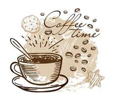 Coffee time hand drawn illustrations vector