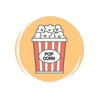 Popcorn icon, vector illustration on circle with brush texture, for social media story highlight