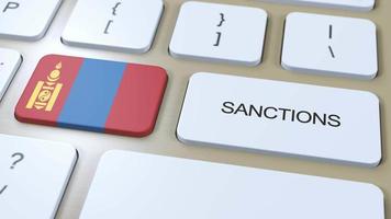Mongolei auferlegt Sanktionen gegen etwas Land. Sanktionen auferlegt auf Mongolei. Tastatur Taste drücken. Politik Illustration 3d Animation video