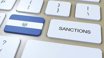 el Salvador auferlegt Sanktionen gegen etwas Land. Sanktionen auferlegt auf el salvador. Tastatur Taste drücken. Politik Illustration 3d Animation