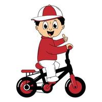 cute boy cartoon ride bicycle illustration graphic vector