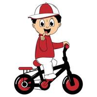 cute boy cartoon ride bicycle illustration graphic vector