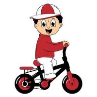 cute boy cartoon ride bicycle illustration graphic vector