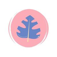 Monstera leaf icon logo vector illustration on circle with brush texture for social media story highlight