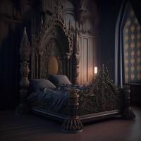 illustration bed in gothic design made with photo