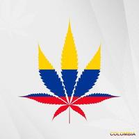 Flag of Colombia in Marijuana leaf shape. The concept of legalization Cannabis in Colombia. vector