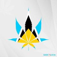 Flag of Saint Lucia in Marijuana leaf shape. The concept of legalization Cannabis in Saint Lucia. vector