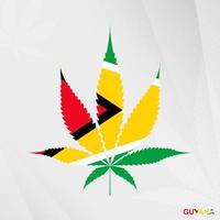 Flag of Guyana in Marijuana leaf shape. The concept of legalization Cannabis in Guyana. vector