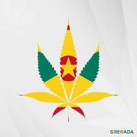 Flag of Grenada in Marijuana leaf shape. The concept of legalization Cannabis in Grenada. vector