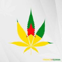 bandera de francés Guayana en marijuana hoja forma. el concepto de legalización canabis en francés Guayana. vector