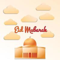 3d modern Islamic holiday banner, suitable for Eid, Ramadan, Eid al Adha and Mawlid. Masjid decor, cloud background vector