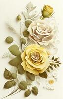 Flower roses art paper cut style. . photo