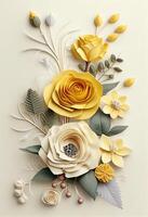 Flower roses art paper cut style. . photo