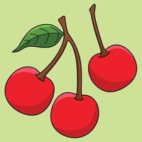 Cherry Fruit Colored Cartoon Illustration vector