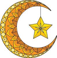 Ramadan Crescent Moon Lantern Cartoon Clipart vector