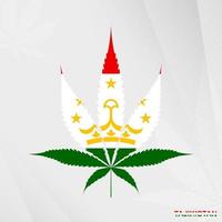 Flag of Tajikistan in Marijuana leaf shape. The concept of legalization Cannabis in Tajikistan. vector