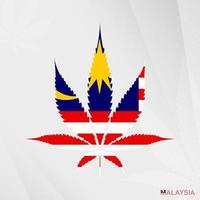 bandera de Malasia en marijuana hoja forma. el concepto de legalización canabis en Malasia. vector