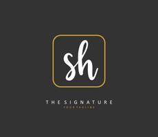 S H SH Initial letter handwriting and  signature logo. A concept handwriting initial logo with template element. vector