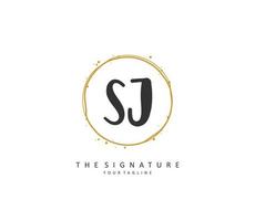 SJ Initial letter handwriting and  signature logo. A concept handwriting initial logo with template element. vector