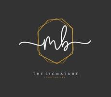 M B MB Initial letter handwriting and  signature logo. A concept handwriting initial logo with template element. vector