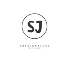 SJ Initial letter handwriting and  signature logo. A concept handwriting initial logo with template element. vector