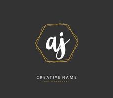 AJ Initial letter handwriting and  signature logo. A concept handwriting initial logo with template element. vector