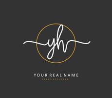 Y H YH Initial letter handwriting and  signature logo. A concept handwriting initial logo with template element. vector