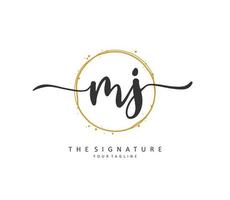 MJ Initial letter handwriting and  signature logo. A concept handwriting initial logo with template element. vector