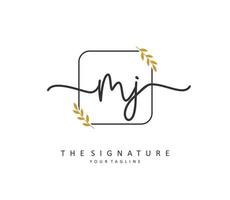 MJ Initial letter handwriting and  signature logo. A concept handwriting initial logo with template element. vector