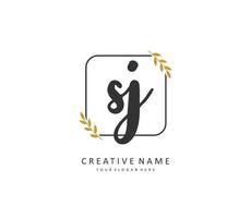 SJ Initial letter handwriting and  signature logo. A concept handwriting initial logo with template element. vector