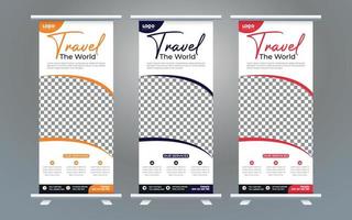 Travel Rack Card or Dl Flyer Template. Tour Poster Leaflet Design Template vector