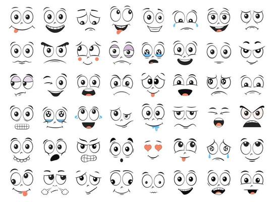 Kawaii cute face expression eyes and mouth scared Vector Image