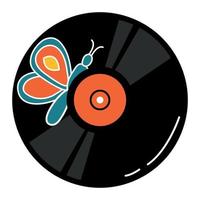 Retro record. Cartoon style. White background, isolate. Vector illustration.