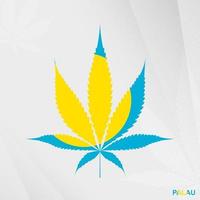 Flag of Palau in Marijuana leaf shape. The concept of legalization Cannabis in Palau. vector