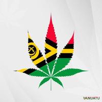 Flag of Vanuatu in Marijuana leaf shape. The concept of legalization Cannabis in Vanuatu. vector
