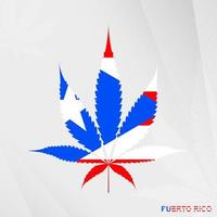 Flag of Puerto Rico in Marijuana leaf shape. The concept of legalization Cannabis in Puerto Rico. vector