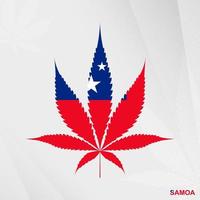 Flag of Samoa in Marijuana leaf shape. The concept of legalization Cannabis in Samoa. vector